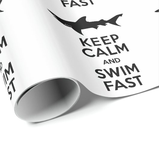 Funny Shark Warning - Houd kalm en snel zwemmen Cadeaupapier (Rol Hoek)