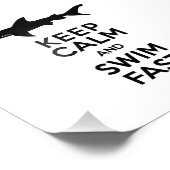 Funny Shark Warning - Houd kalm en snel zwemmen Foto Afdruk (Hoek)