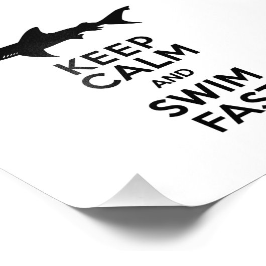 Funny Shark Warning - Houd kalm en snel zwemmen Foto Afdruk (Hoek)