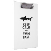 Funny Shark Warning - Houd kalm en snel zwemmen Klembord (Rechts)