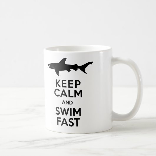 Funny Shark Warning - Houd kalm en snel zwemmen Koffiemok (Rechts)