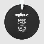 Funny Shark Warning - Houd kalm en snel zwemmen Ornament (achterkant)