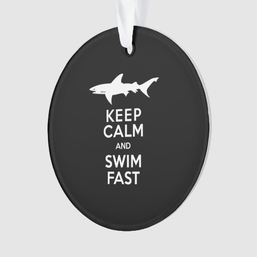 Funny Shark Warning - Houd kalm en snel zwemmen Ornament (voorkant)