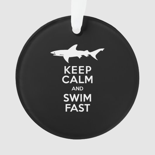 Funny Shark Warning - Houd kalm en snel zwemmen Ornament (voorkant)