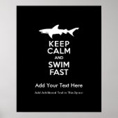 Funny Shark Warning - Houd kalm en snel zwemmen Poster (Voorkant)