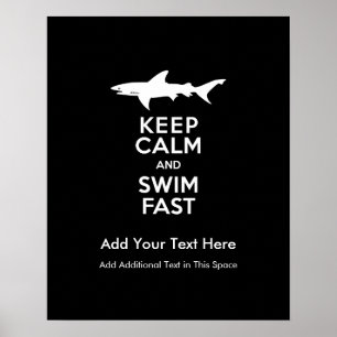Funny Shark Warning - Houd kalm en snel zwemmen Poster