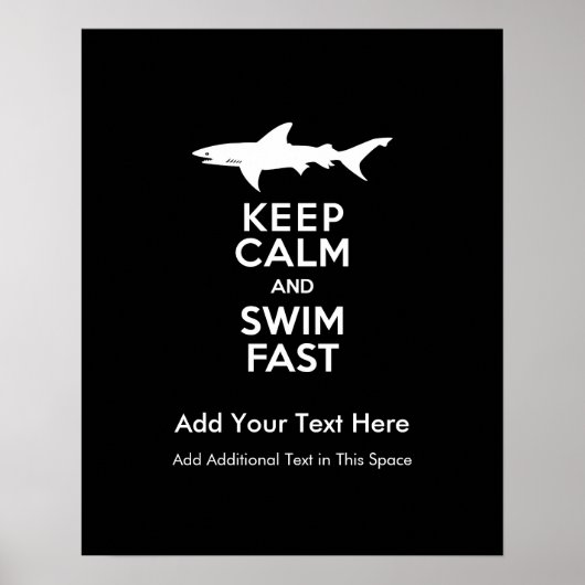 Funny Shark Warning - Houd kalm en snel zwemmen Poster (Voorkant)