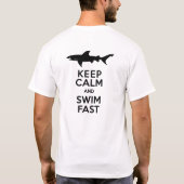 Funny Shark Warning - Houd kalm en snel zwemmen T-shirt (Achterkant)