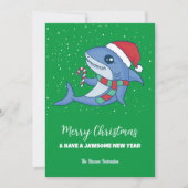Funny Shark Winter Holiday Merry Kerstmis Feestdagenkaart (Voorkant)