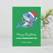Funny Shark Winter Holiday Merry Kerstmis Feestdagenkaart (Staand voorkant)