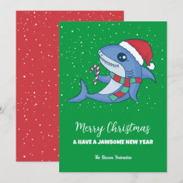 Funny Shark Winter Holiday Merry Kerstmis Feestdagenkaart