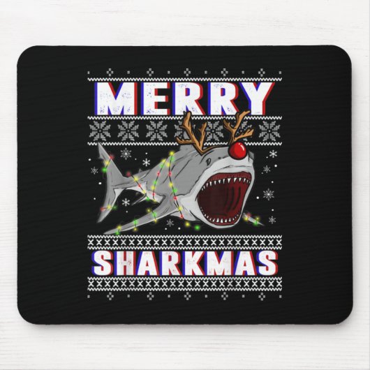Funny Sharkmas Shark Ugly Christmas Sweaters  Muismat (Voorkant)
