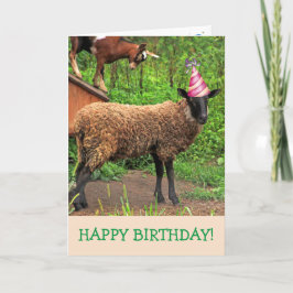 Funny Sheep and Goat Birthday Kaart