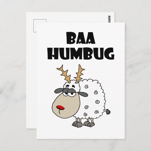 Funny Sheep Bah Humbug Kerstmis Cartoon Briefkaart (Voorkant / Achterkant)