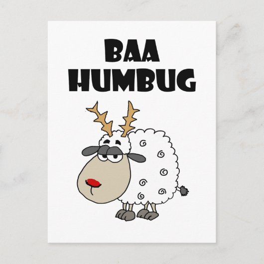 Funny Sheep Bah Humbug Kerstmis Cartoon Briefkaart (Voorkant)