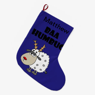 Funny Sheep Bah Humbug Kerstmis Cartoon Grote Kerstsok
