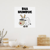 Funny Sheep Bah Humbug Kerstmis Cartoon Poster (Keuken)