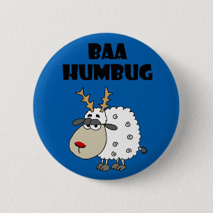 Funny Sheep Bah Humbug Kerstmis Cartoon Ronde Button 5,7 Cm