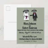 Funny Sheep Bride and Groom Wedding Invitation Uitnodiging Briefkaart (Voorkant / Achterkant)