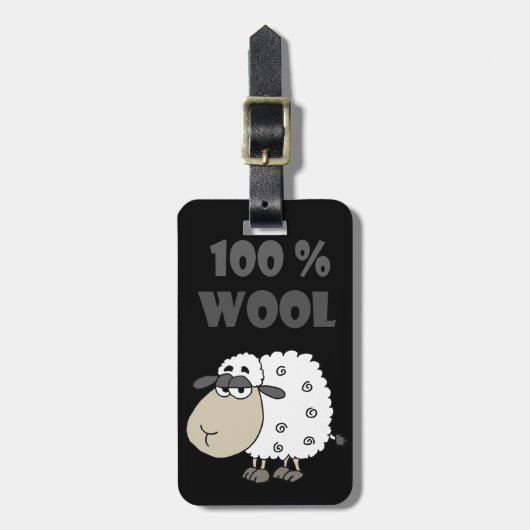 Funny Sheep Cartoon is 100 procent wol Bagagelabel (Voorkant verticaal)