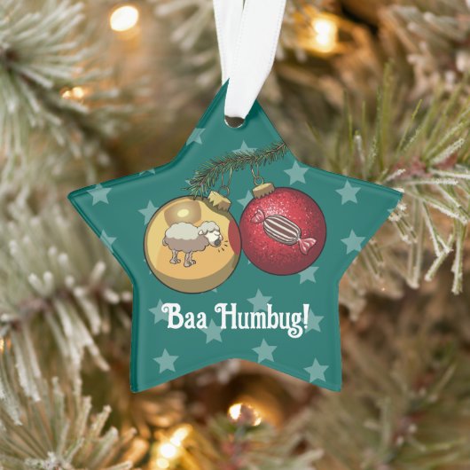 Funny Sheep Christmas Candy Baa Humbug Cartoon Ornament (Boom)