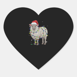 Funny Sheep Christmas Santa Claus Gift Hart Sticker