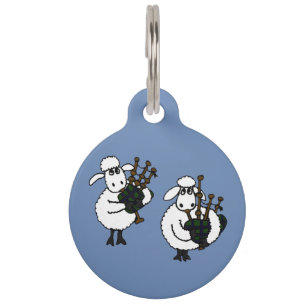 Funny Sheep die Bagpipe Muziek speelt Huisdierpenning