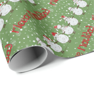 Funny Sheep Fleece Navidad Diagonal Gift Wrap Cadeaupapier