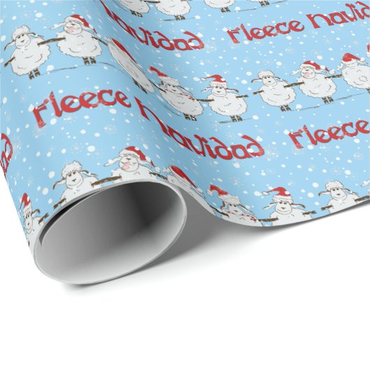 Funny Sheep Fleece Navidad Horizontal Gift Wrap Cadeaupapier (Rol Hoek)
