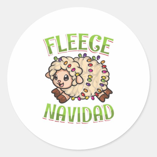 Funny Sheep Fleece Navidad Kerstmis Ronde Sticker (Voorkant)