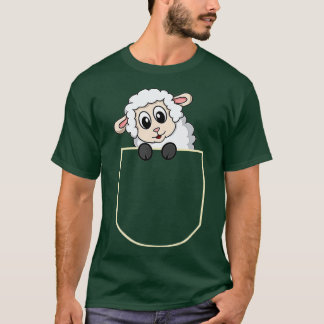 Funny Sheep In The Pocket Gift Lamb Pocket T-shirt