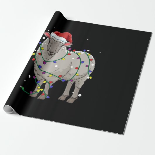 Funny Sheep Kerstmis | Santa Claus Gift Cadeaupapier (Uitgerold)