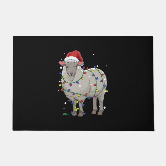 Funny Sheep Kerstmis | Santa Claus Gift Deurmat (Voorkant)