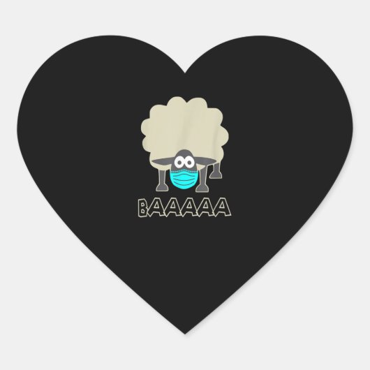 Funny Sheep met gezichtsmasker | Sheeple Gift Hart Sticker (Voorkant)