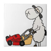 Funny Sheep Mowing Grass Cartoon Tegeltje (Voorkant)