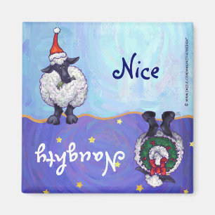Funny Sheep Naughty Nice Holiday Magnet
