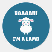 Funny Sheep Quote Baaah I'm A Lamb  Ronde Sticker (Voorkant)
