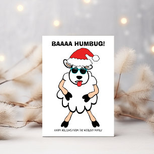 Funny Sheep Scrooge Baa Humbug Kerstmis Feestdagenkaart