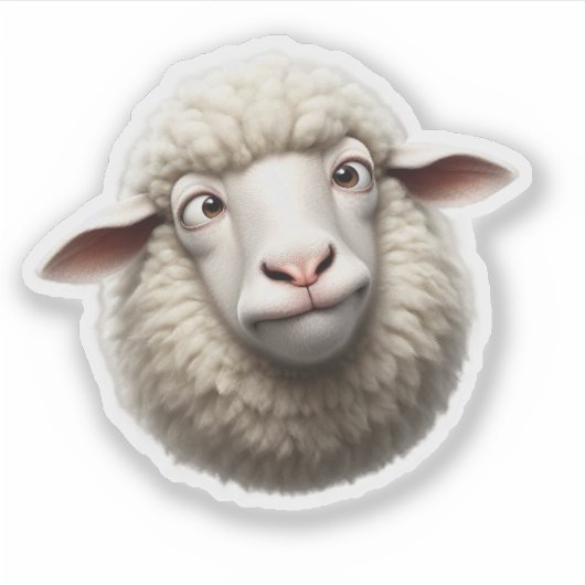 Funny Sheep Sticker – Cross‑Eyed Sheep (Voorkant)