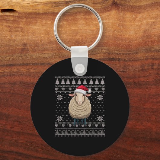 Funny Sheep Ugly Christmas Sweater Santa Xmas Pjs Sleutelhanger (Voorkant)