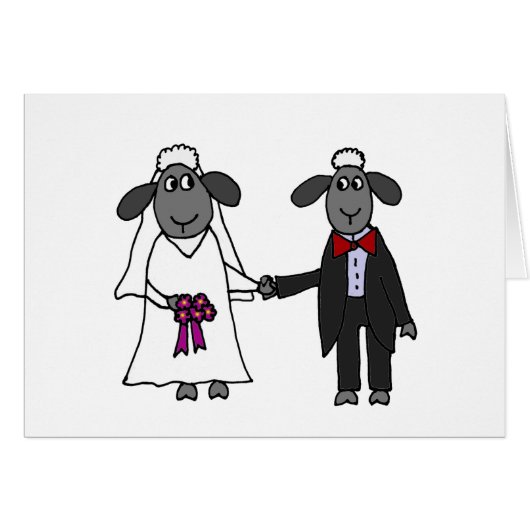 Funny Sheep Wedding Cartoon (Voorkant Horizontaal)
