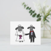 Funny Sheep Wedding Cartoon Briefkaart (Staand voorkant)