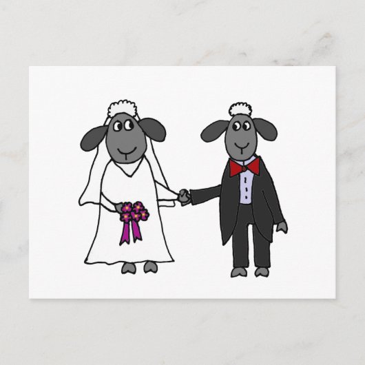 Funny Sheep Wedding Cartoon Briefkaart (Voorkant)