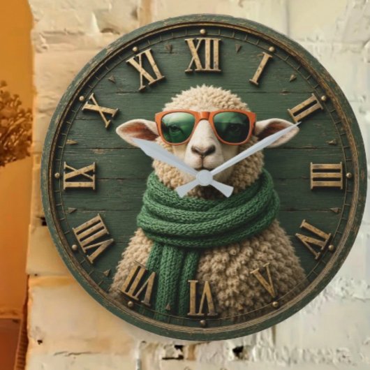 Funny Sheep with Sunglasses Farmhouse Rustic Count Grote Klok