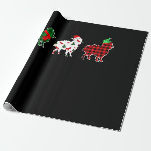 Funny Sheep Xmas Tree Lights Red Plaid Gift Cadeaupapier