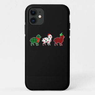 Funny Sheep Xmas Tree Lights Red Plaid Gift Case-Mate iPhone Case