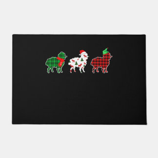 Funny Sheep Xmas Tree Lights | Red Plaid Gift Deurmat