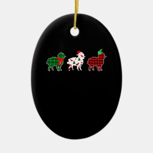 Funny Sheep Xmas Tree Lights | Red Plaid Gift Keramisch Ornament (Voorkant)