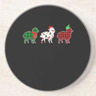 Funny Sheep Xmas Tree Lights | Red Plaid Gift Zandsteen Onderzetter
