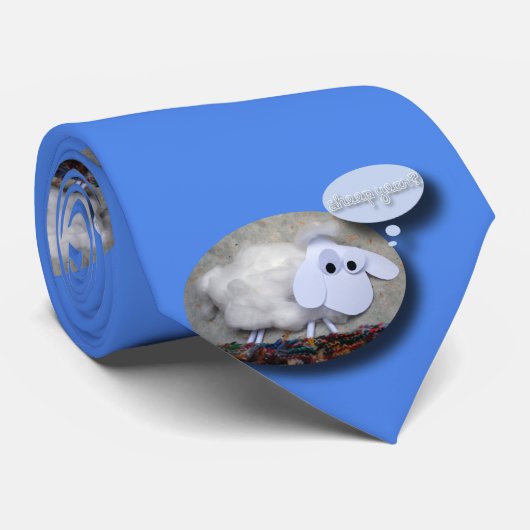 Funny Sheep Year Chinese Zodiac Blue Stropdas (Opgerold)